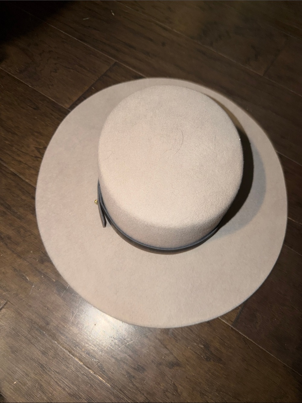 GIGI PIP Wide-Brim Wool Felt Hat in Beige with Black Band